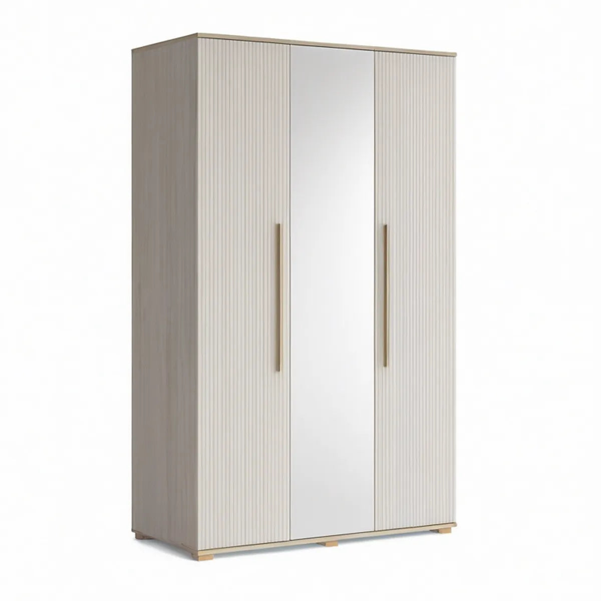 Šatní skříň se zrcadlem 120 × 52 × 200 cm, bílá a světlý dub